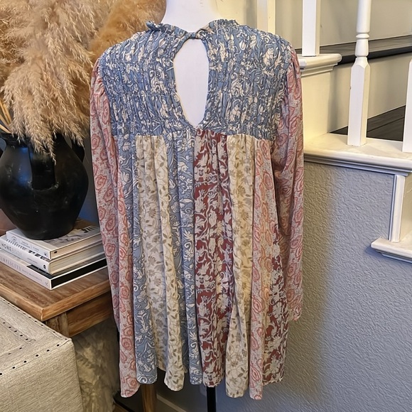 Free People Merrie Mix Print Tunic Long Sleeve Top Size Small - Picture 6 of 8